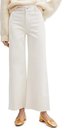 MANGO High Waist Raw Hem Culotte Jeans | Nordstrom | Nordstrom