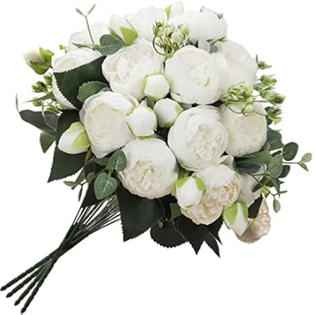 Amazon.com: 4 Bundles White Artificial Peonies Flowers,Fake Peonies for Home Decoration and Wedding  | Amazon (US)