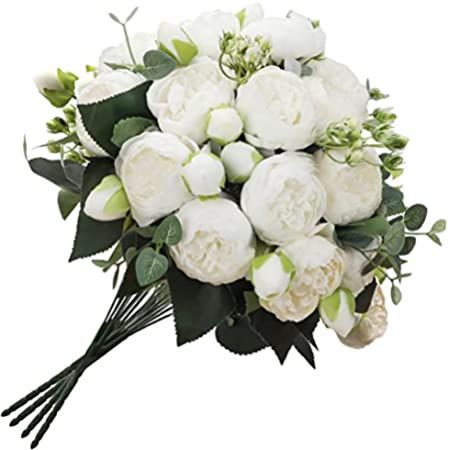 Amazon.com: 4 Bundles White Artificial Peonies Flowers,Fake Peonies for Home Decoration and Wedding  | Amazon (US)