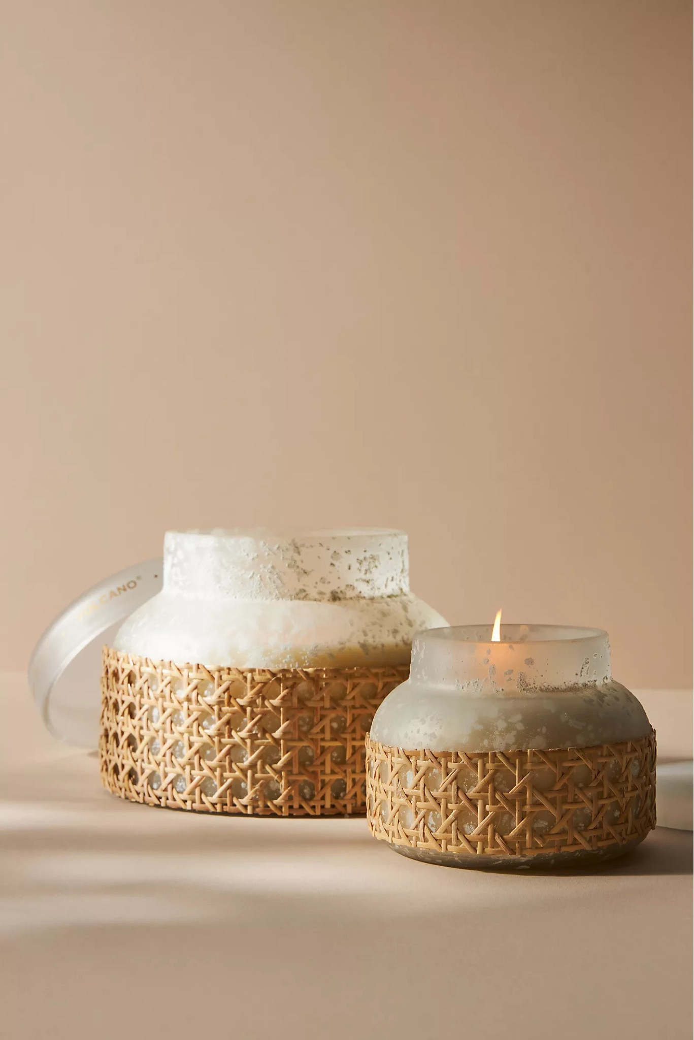 Anthropologie volcano candle. Rattan candle. Summer candle  
