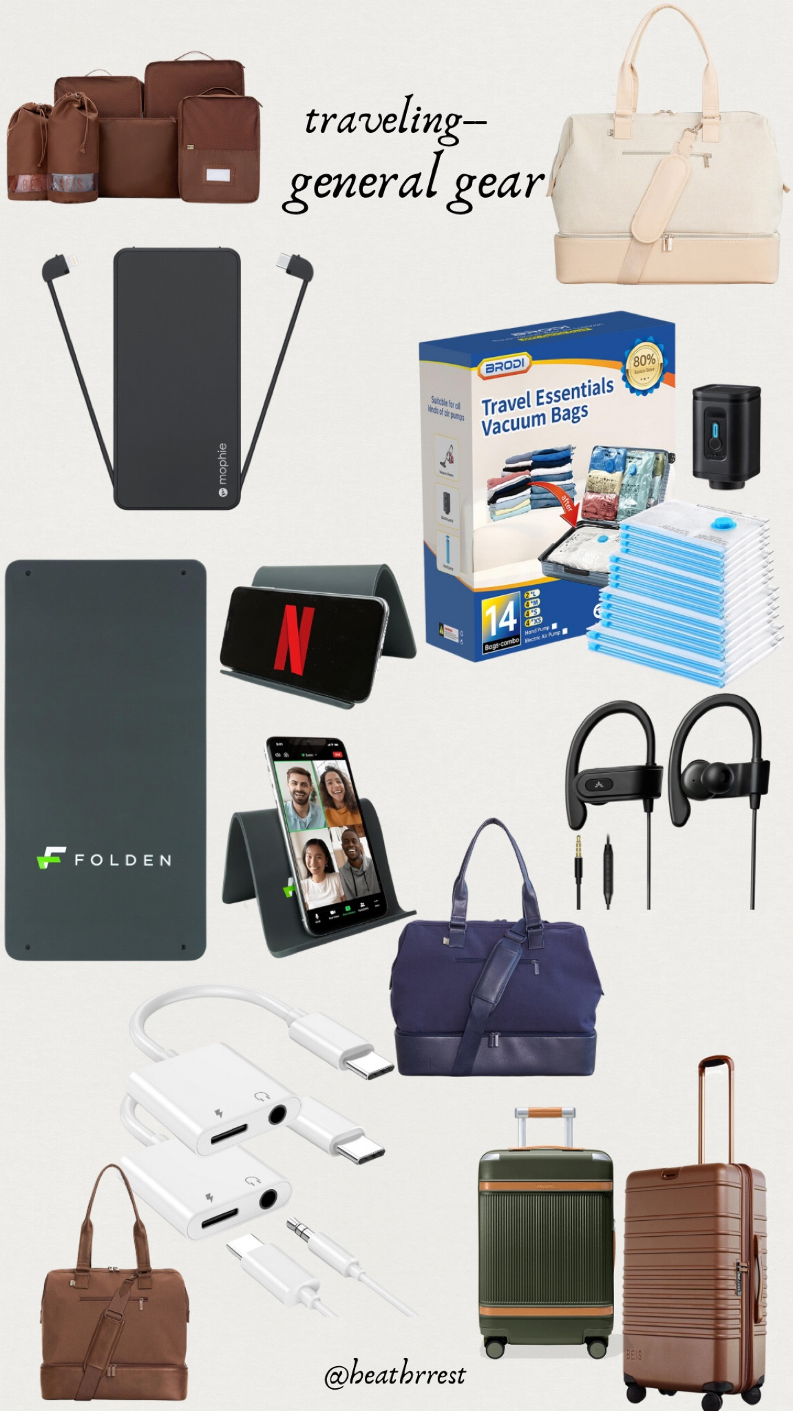 General traveling gear - flight phone holder wired head phones carry on bag luggage head phone adapter space saver bags for luggage portable phone charger packing cubes 

#LTKTravel #LTKFamily #LTKItBag