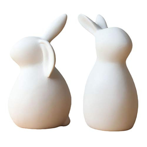 Abaodam 2Pcs Ceramic Bunny Rabbit Figurine Decorations Easter Rabbit Figurines Statue Home Layout Decor Desktop Decor | Amazon (US)