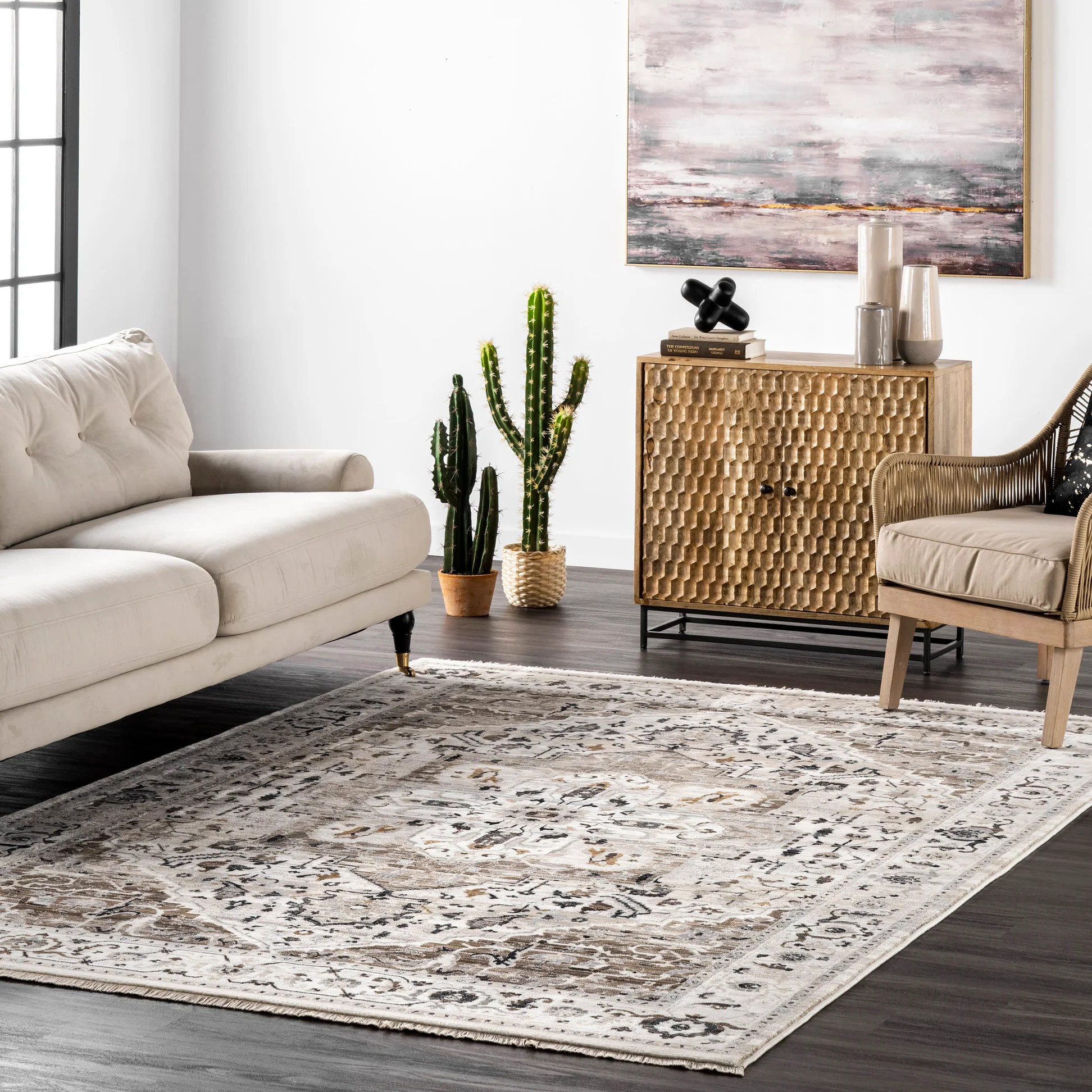 Rosette Medallion Fringed Rug | Rugs USA