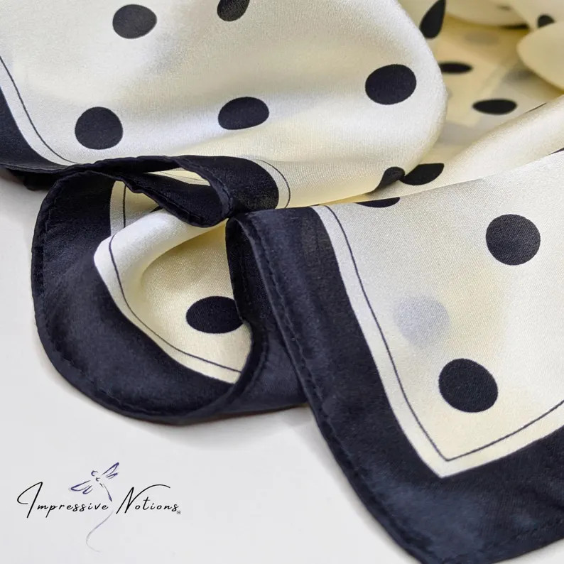 100% Mulberry Silk Scarf \u2013 Ivory & Black Polka Dot Square \u2013 Gift Box/personalized Card ... | Etsy (Global)