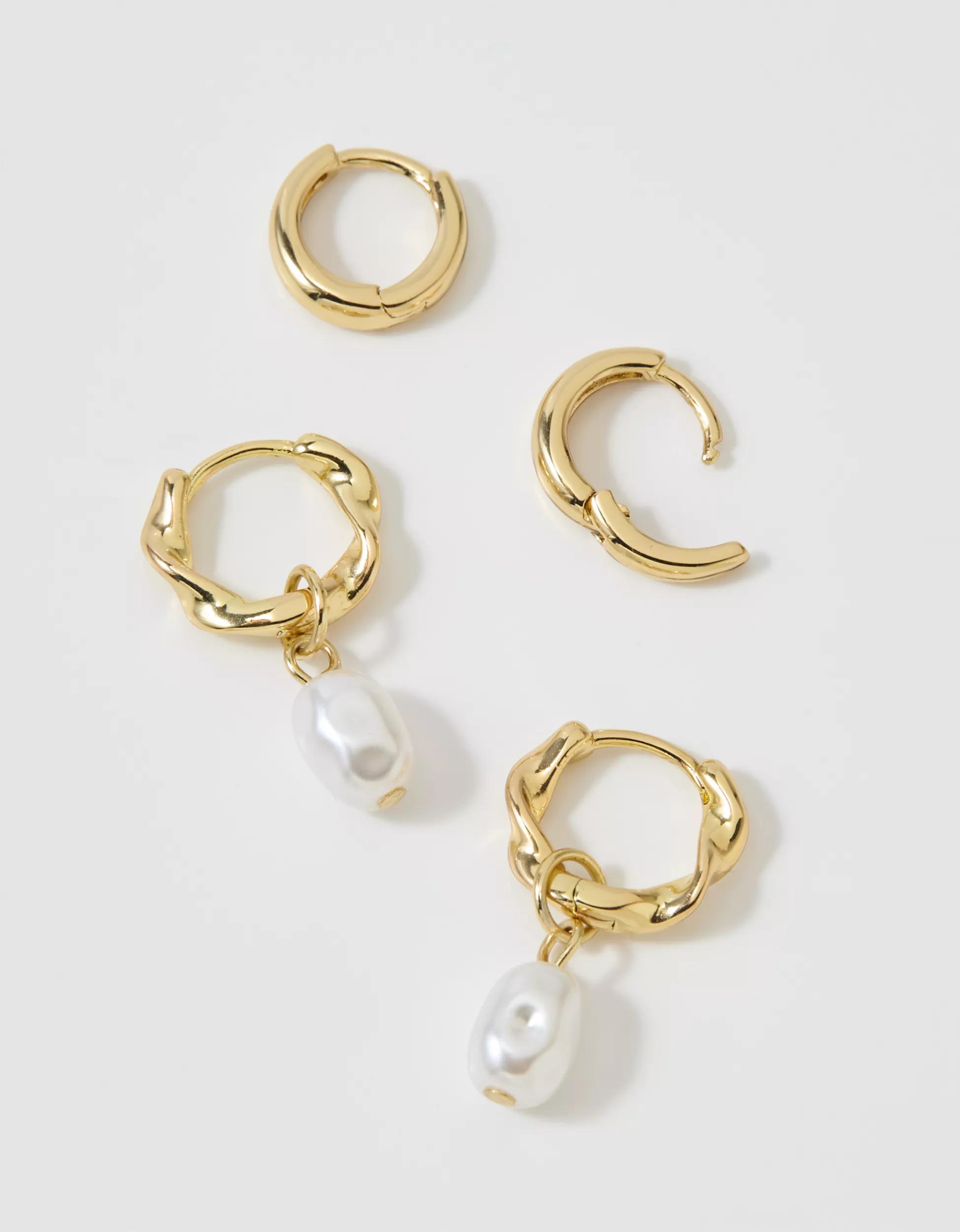 Aerie Twist Pearl Hoop Earrings 2-Pack | Aerie