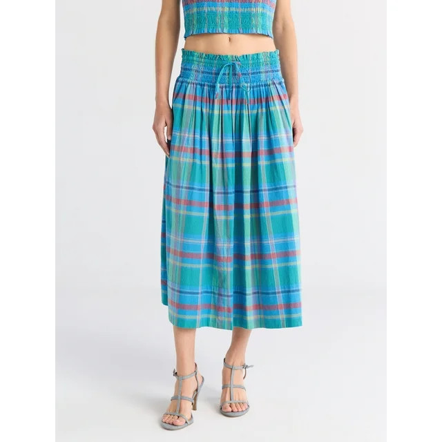 Free Assembly Women's and Women's Plus Smocked Cotton Maxi Skirt, Sizes XS-4X | Walmart (US)