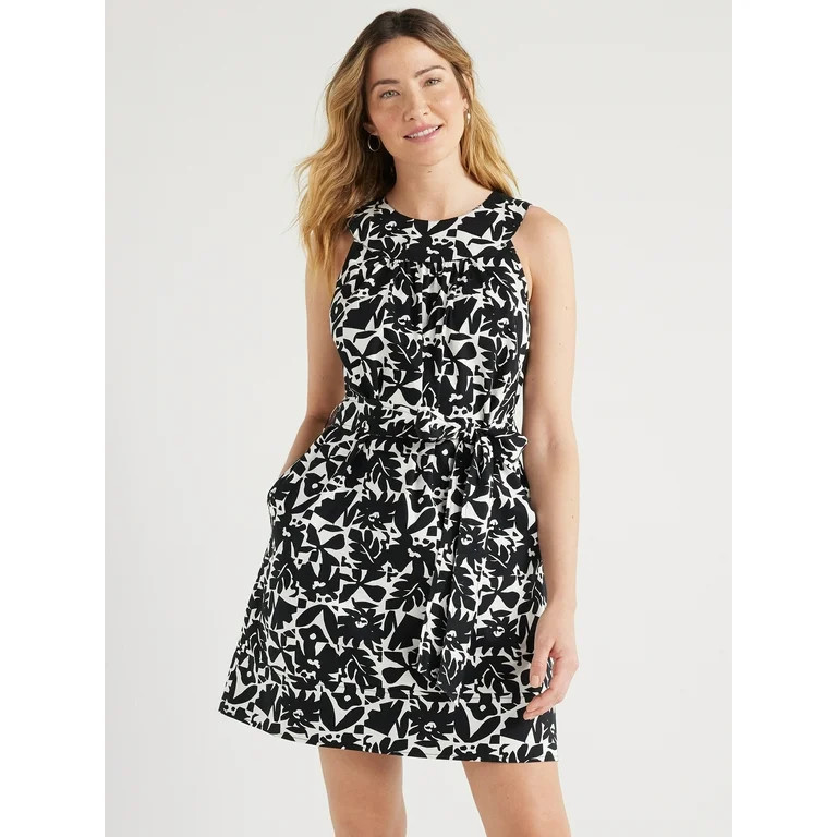 Free Assembly Women’s Round Neck Mini Shift Dress, Sizes XS-XXL | Walmart (US)
