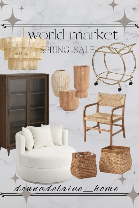 Neutral, organic..and on sale! 
Beautiful pieces at world market currently on sale! Love the oversized swivel chair, the bar cart, the light fixture! 
Home decor, furniture
budget friendly 

#LTKhome