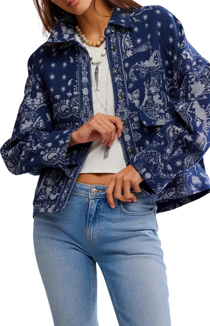 Free People Bandana Jacquard Shirt Jacket | Nordstrom | Nordstrom