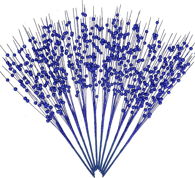 GREENTIME 10 Pack Royal Blue Artificial Glitter Berry Stems 15.7" Fake Christmas Picks Decorative... | Amazon (CA)