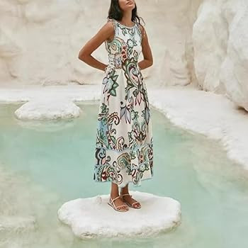 Women's Summer Dresses\uff0cWomen's Sleeveless Printed Dress | Amazon (US)