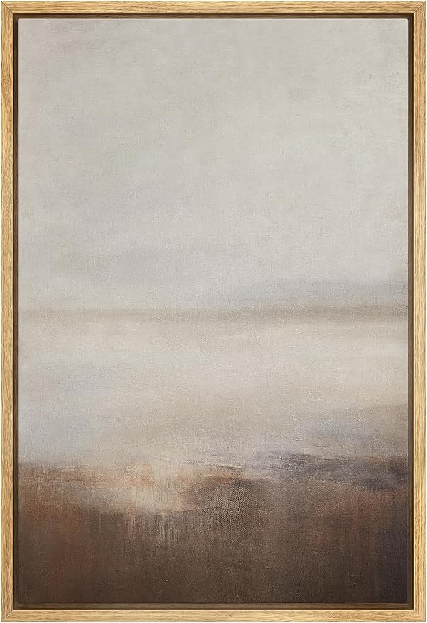 SIGNFORD Framed Canvas Print Wall Art Muted Horizon Abstract Earth Tones Illustrations Modern Art... | Amazon (US)