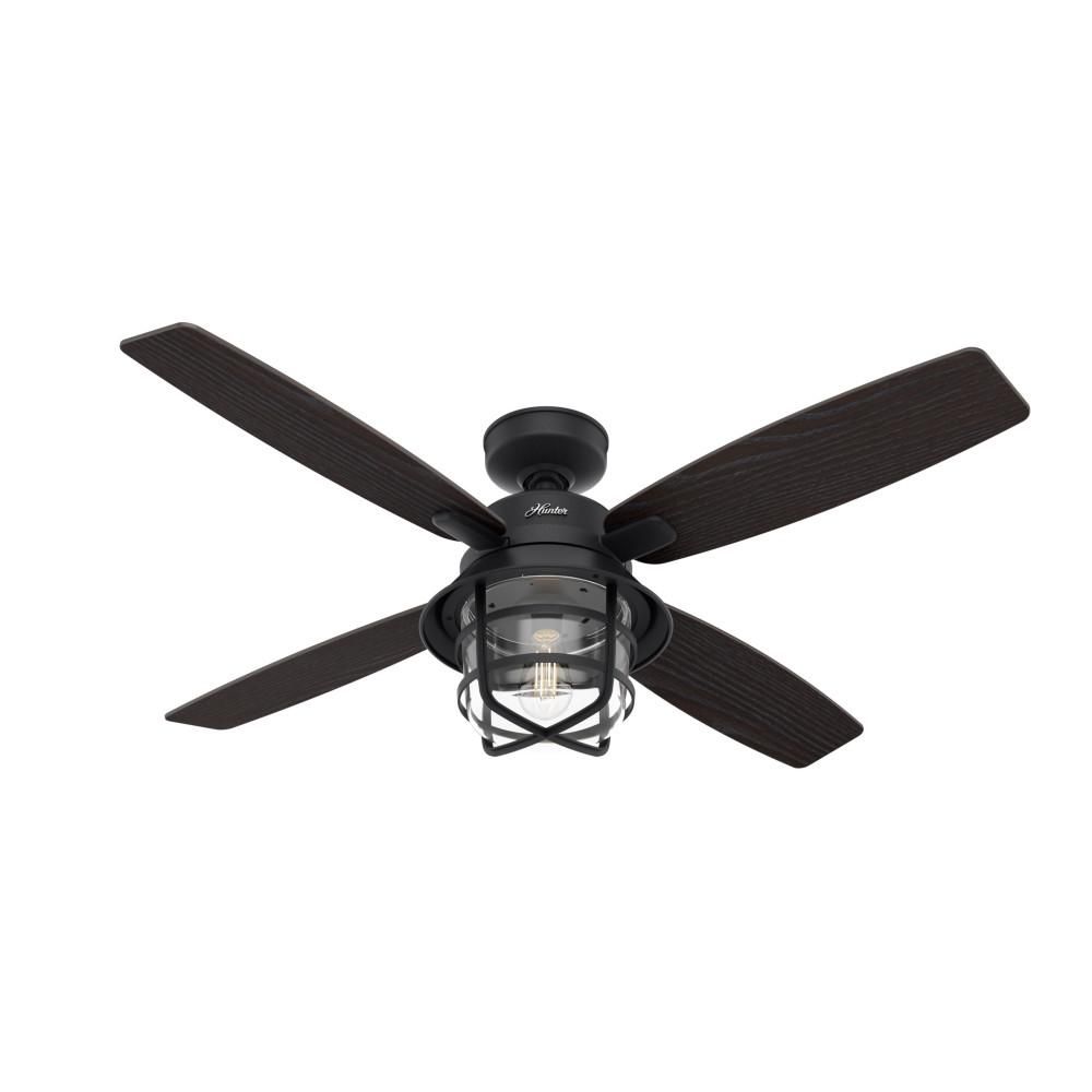 Hunter Port Royale 52 in. LED Indoor/Outdoor Natural Iron Ceiling Fan with Light and Remote | The Home Depot