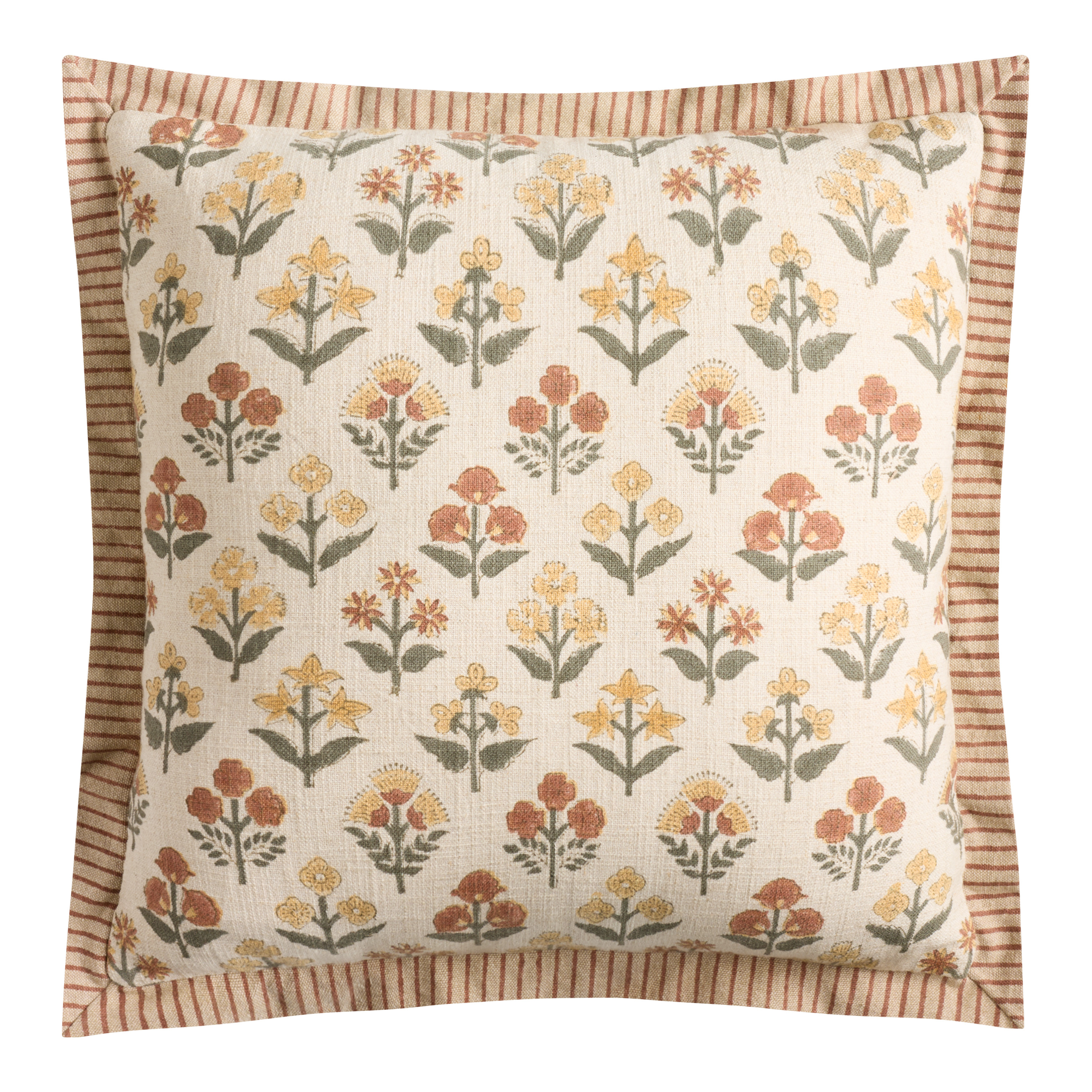Floral and Stripe Block Print Throw Pillow | World Market
