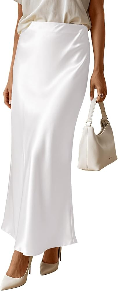 Women's Satin Maxi Skirts 2026 Spring High Waisted Flowy Long Silk A Line Elegant Business Casual... | Amazon (US)