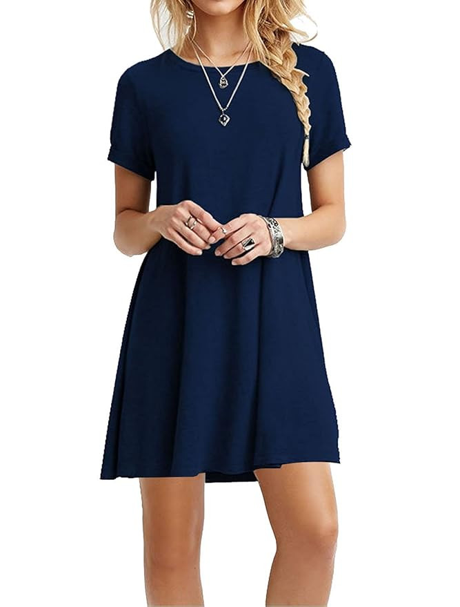 TINYHI Women's Swing Loose T-Shirt Fit Comfy Casual Flowy Cute Swing Tunic Dress | Amazon (US)