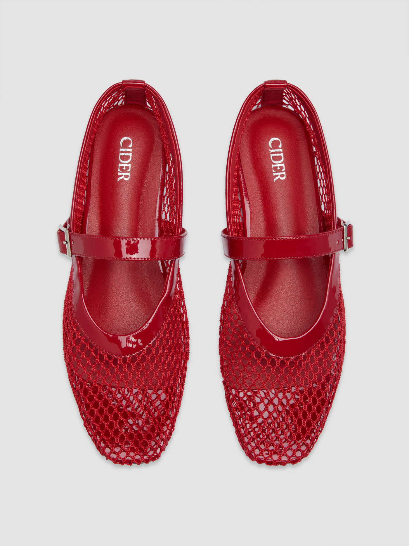 LEATHER MESH MARY JANE FLATS | Cider