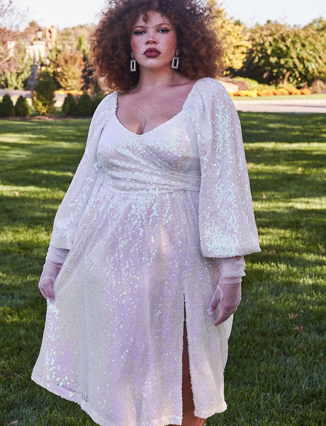 Sequin Tie Bodice Midi Dress | Eloquii