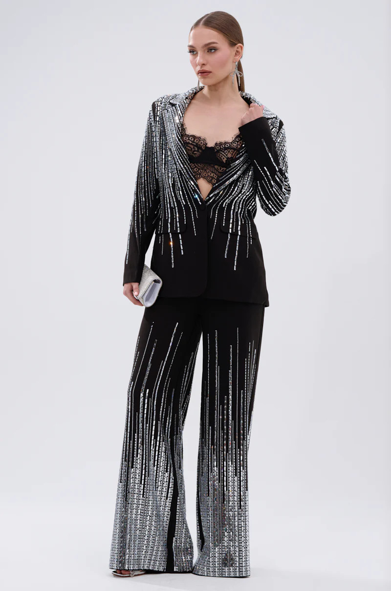 MILA EMBELLISHED FLARE PANT IN BLACK | AKIRA