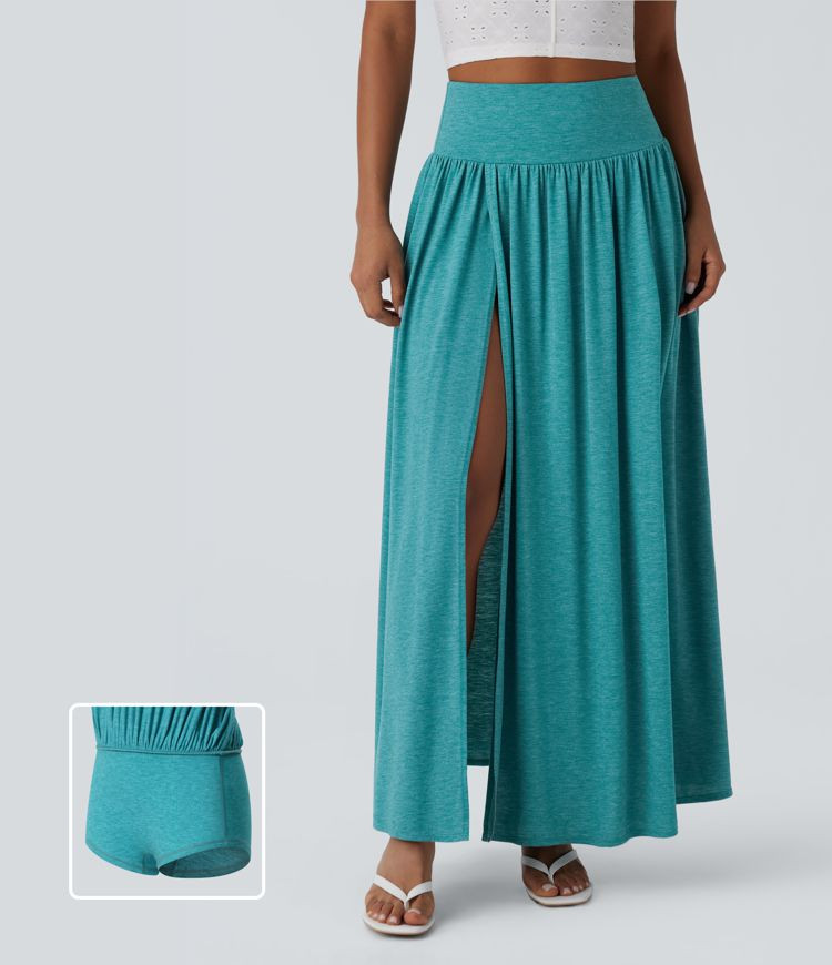 Women’s High Waisted 2-in-1 Flowy Maxi Casual Skirt - Halara | HALARA