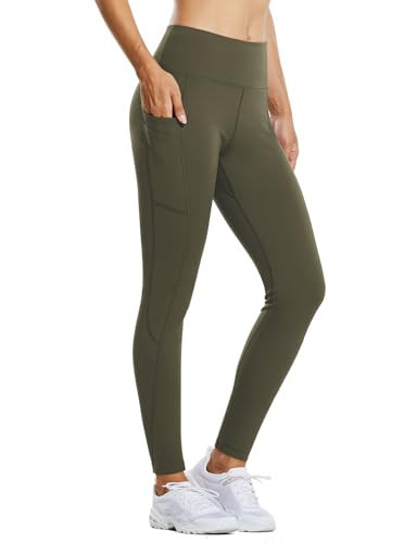 baleaf Fleece Lined Leggings Women Waterproof Thermal Winter Hiking Pants Warm Tights Skiing Running Yoga Travel Gear Green M | Amazon (US)