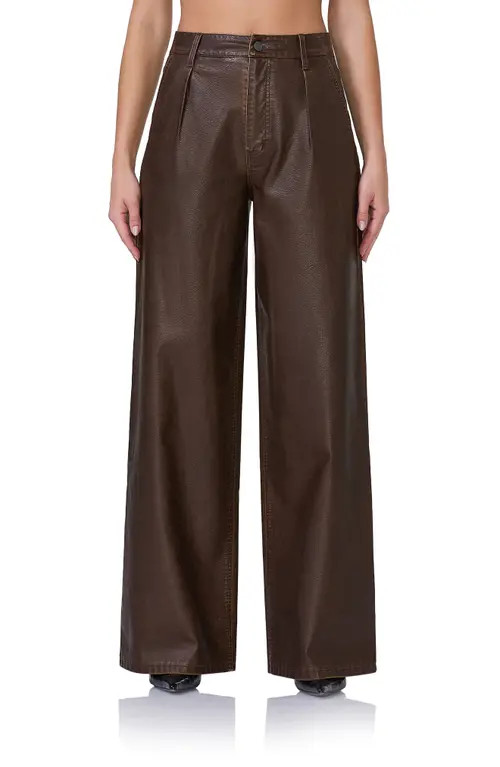 AFRM Turner Faux Leather Wide Leg Pants in Washed Brown at Nordstrom, Size 26 | Nordstrom