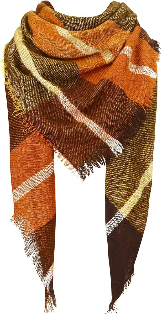 Scarfs for Women Winter Triangle Scarf Classic Plaid Warm Scarf Oversized Soft Scarves Large Knit... | Amazon (US)