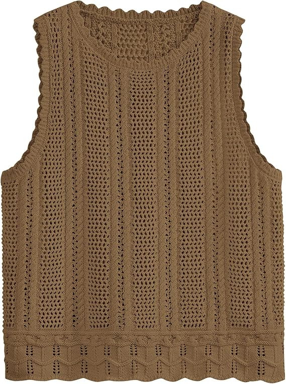 KIRUNDO Crochet Tops for Women 2025 Summer Beach Vacation Clothes Lightweight Knit Sleeveless Swe... | Amazon (US)