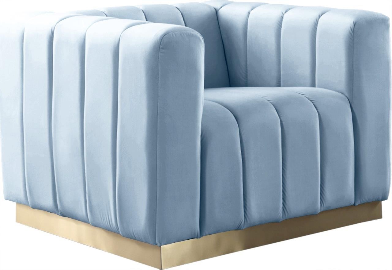 Marlon Sky Blue Velvet Chair | 1stopbedrooms