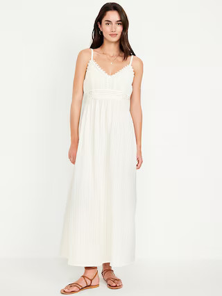 Fit & Flare Crochet-Bodice Maxi Dress | Old Navy (US)