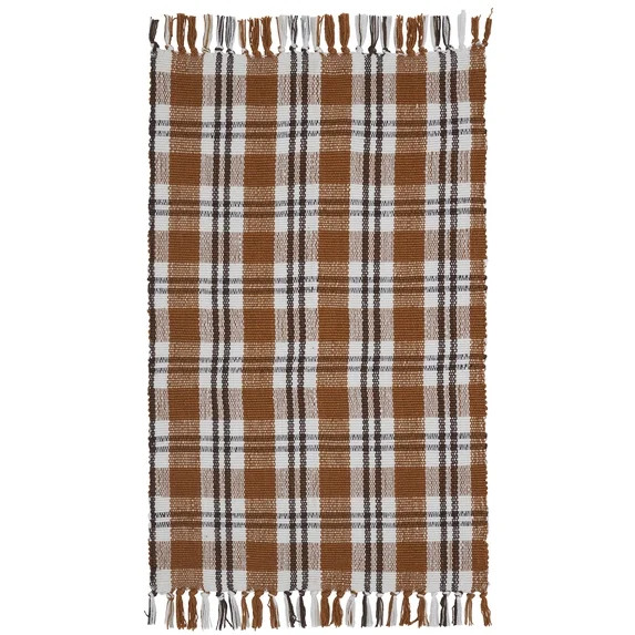 My Texas House Taupe Plaid Indoor/Outdoor Layering Rug, 38" x 58" | Walmart (US)