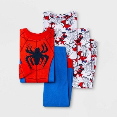 Toddler Boys' 4pc Marvel Spidy Snug Fit Pajama Set - Blue | Target