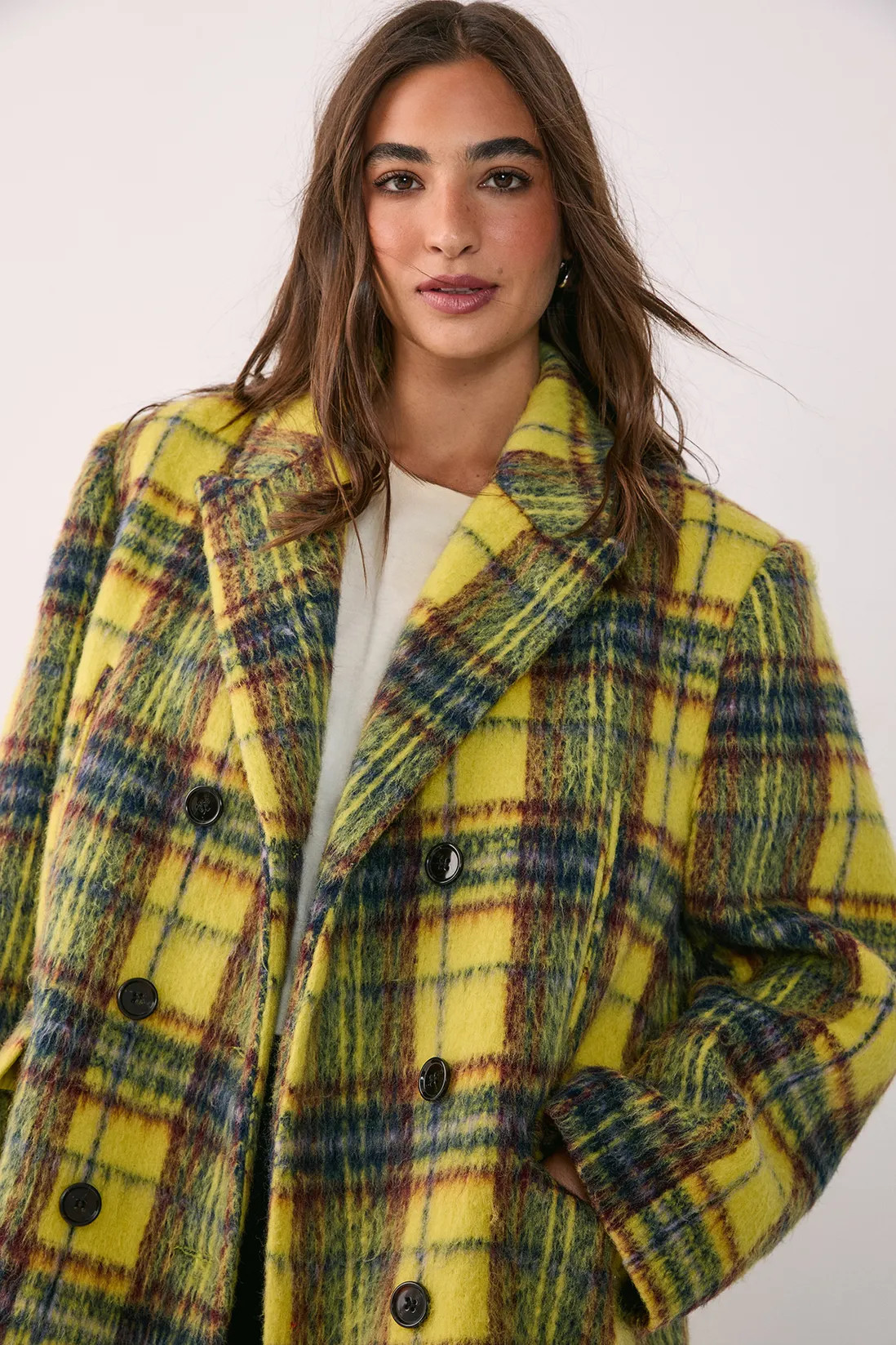 Checked Wool Blend Maxi Coat | Nasty Gal US