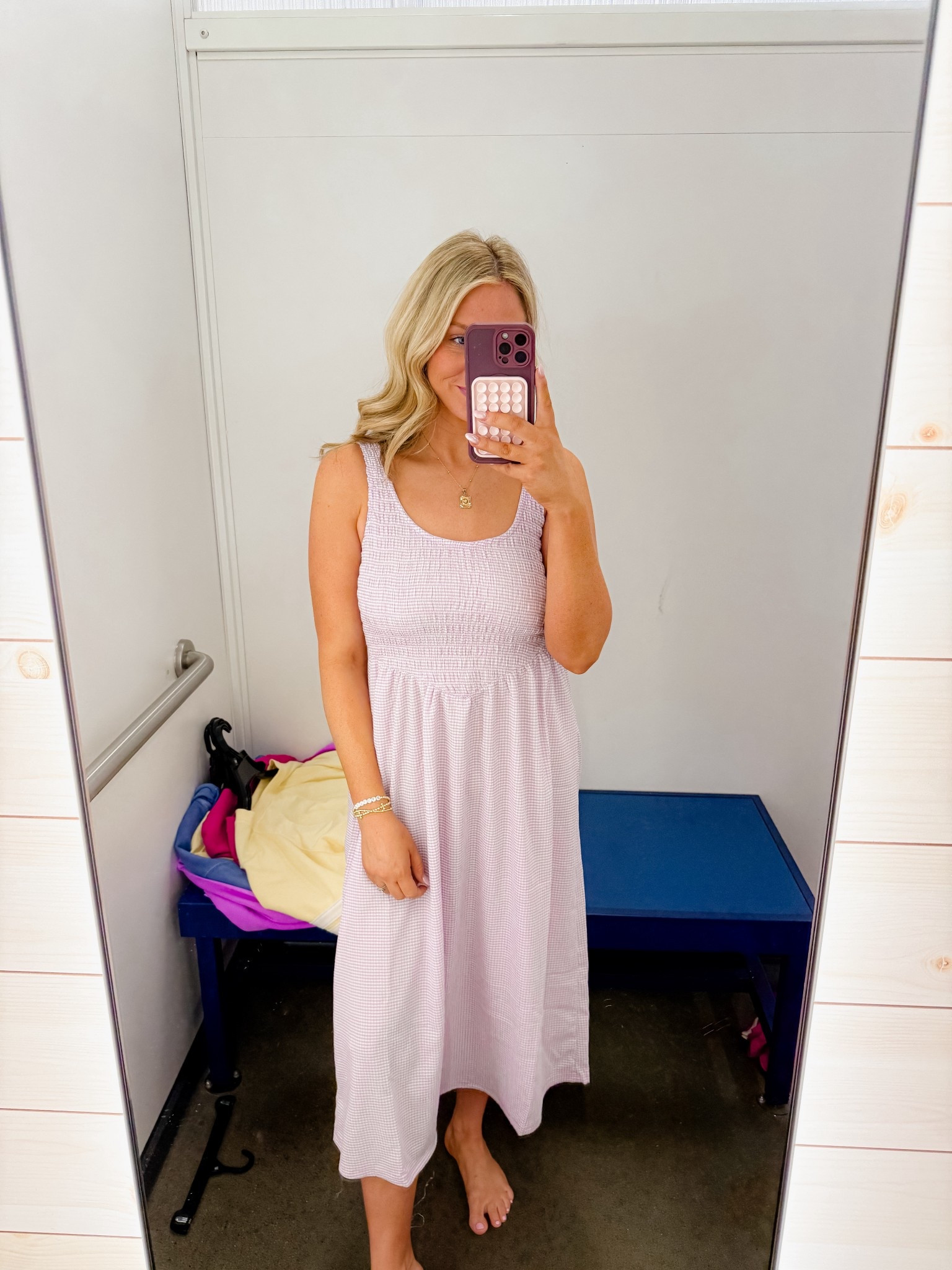 Pretty spring dress in purple & white 💜 wearing a size small 

#LTKootd