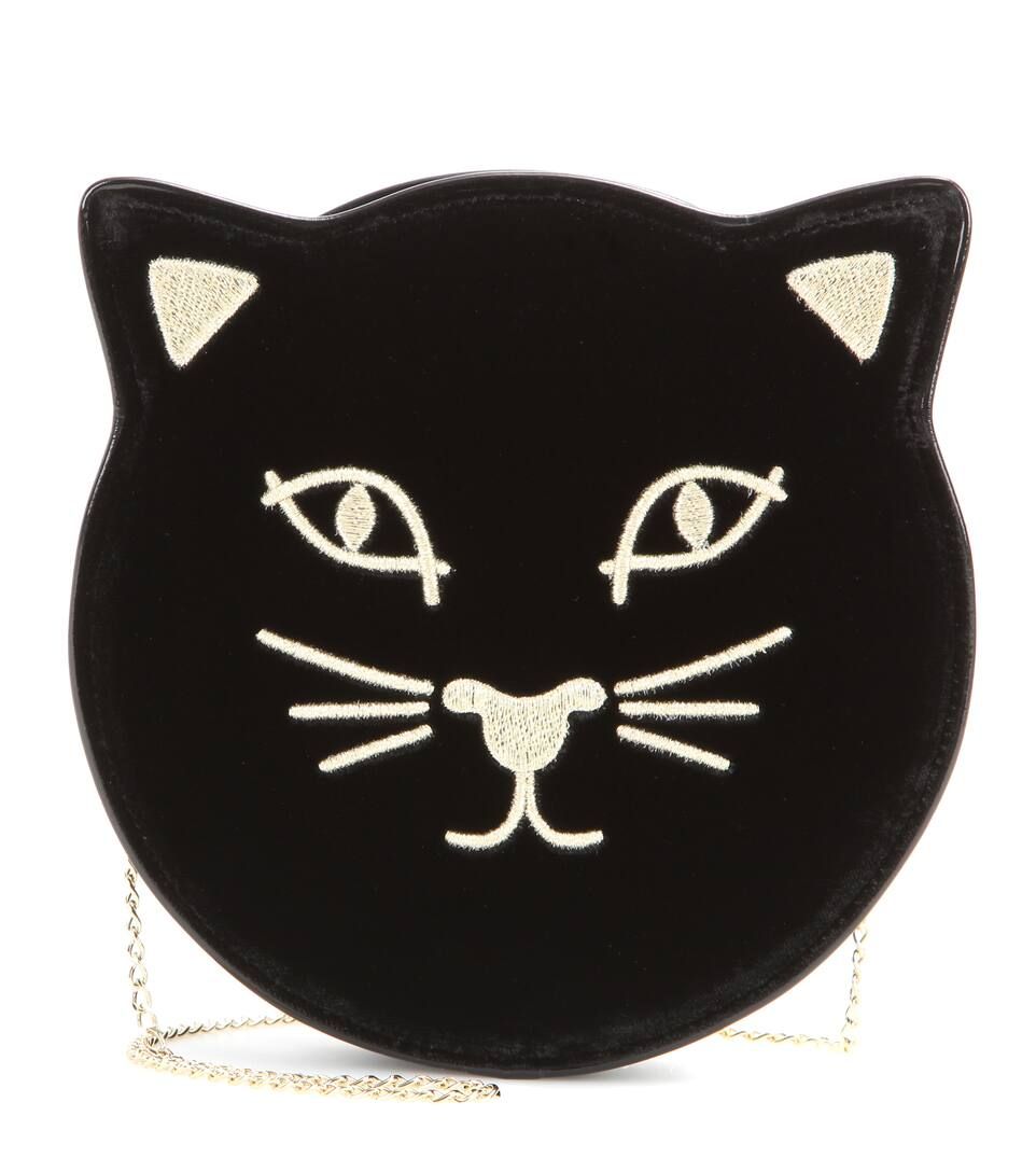 Pussycat embroidered velvet shoulder bag | Mytheresa (US/CA)