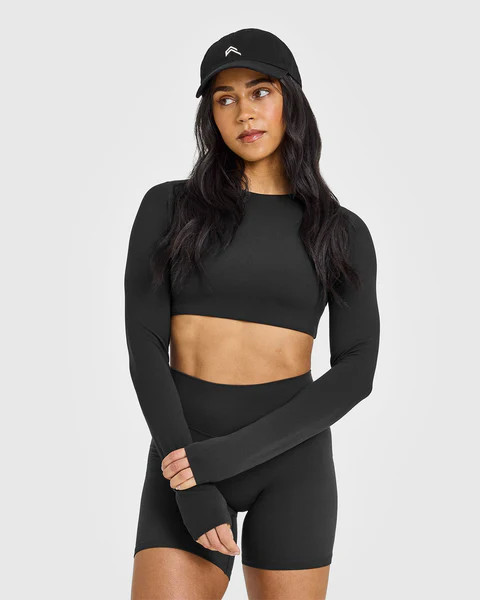 SoftMotion™ Long Sleeve Crop Top 
 Soft Black | Oner Active (UK / US)