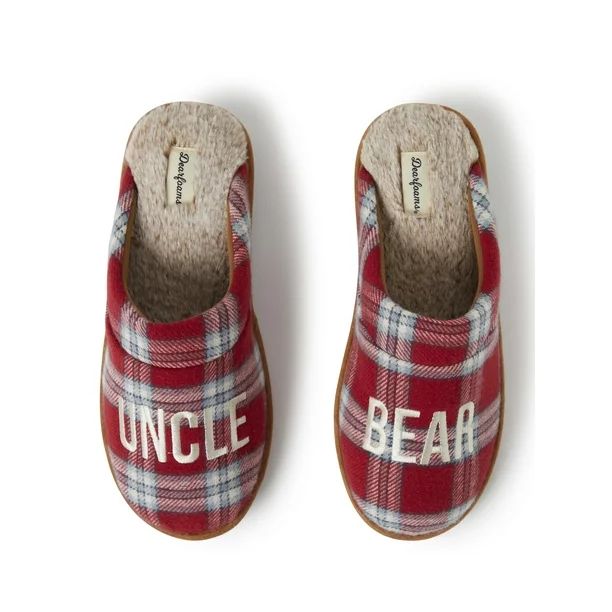 Dearfoams  Men's Uncle Bear Red Plaid Slippers - Walmart.com | Walmart (US)