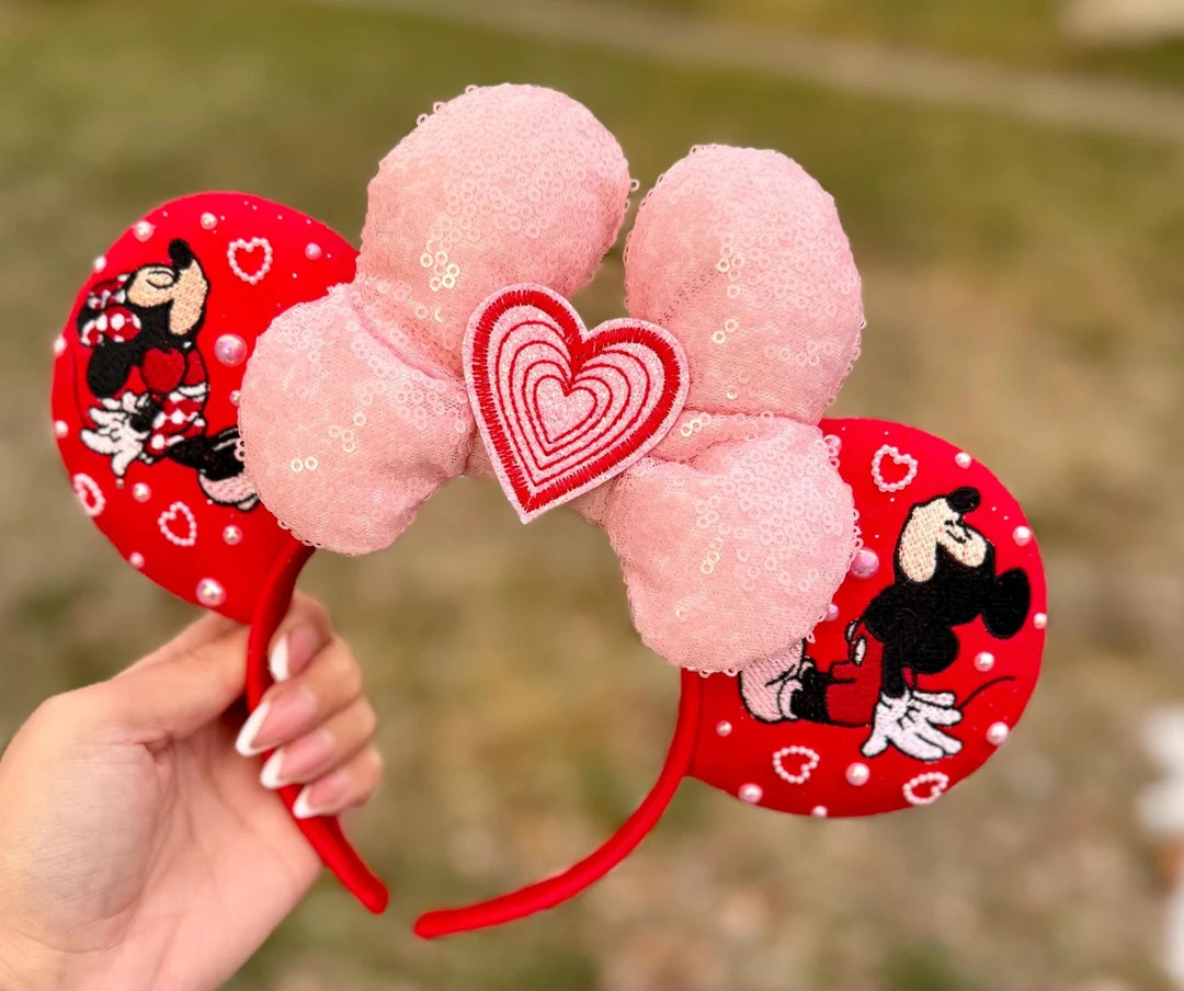 Mickey and Minnie Valentine’s Day Embroidered Disney Ears . - Etsy | Etsy (US)