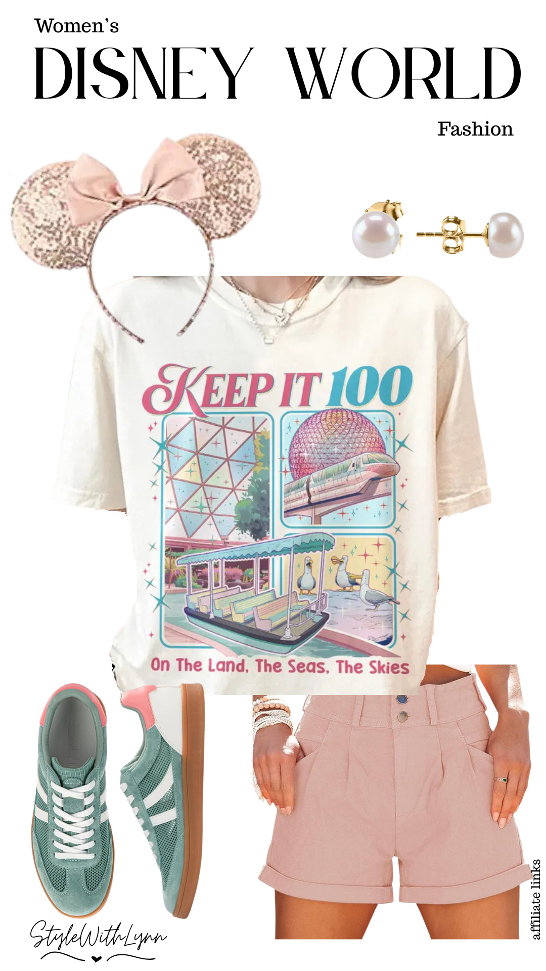 This “Keep It 100” tee is giving all the nostalgic EPCOT energy. Spaceship Earth, the monorail, and Living with the Land all in one look. I styled it with soft blush tailored shorts, comfy retro sneakers for full park days, and finished it off with rose-gold Minnie ears and classic pearl studs for a polished touch. Fun, feminine, and perfect for strolling World Showcase.

Ideal for EPCOT days, festival weekends, or when you want a Disney outfit that feels playful and put together.

#amazonfinds #disneyworld #epcot #festivalofthearts


EPCOT outfit for women, women’s Disney World outfit, EPCOT festival outfit, Disney graphic tee outfit, Keep It 100 shirt, Disney park outfit women, Disney World summer outfit, comfortable Disney walking outfit, Minnie Mouse ears outfit, EPCOT style outfit, Disney vacation outfit for women, pastel Disney outfit 

 #LTKootd #LTKTravel