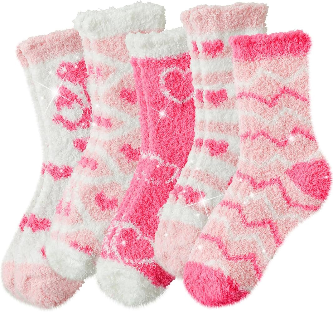 TEHOOK Warm Cozy Valentines Gifts for Women-Fuzzy Socks Soft Cozy Fluffy Slipper Winter Warm Plus... | Amazon (US)