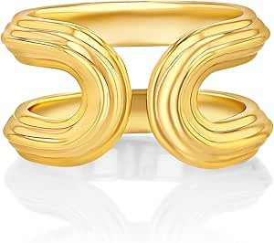 18K Gold Plated Large Chunky Ribbed Textured Oval Open Ring for Women by SNGIA, Summer Beach Hand... | Amazon (US)