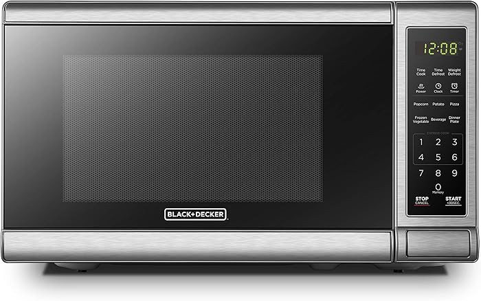 BLACK+DECKER EM720CB7 Digital Microwave Oven with Turntable Push-Button Door, Child Safety Lock, ... | Amazon (US)