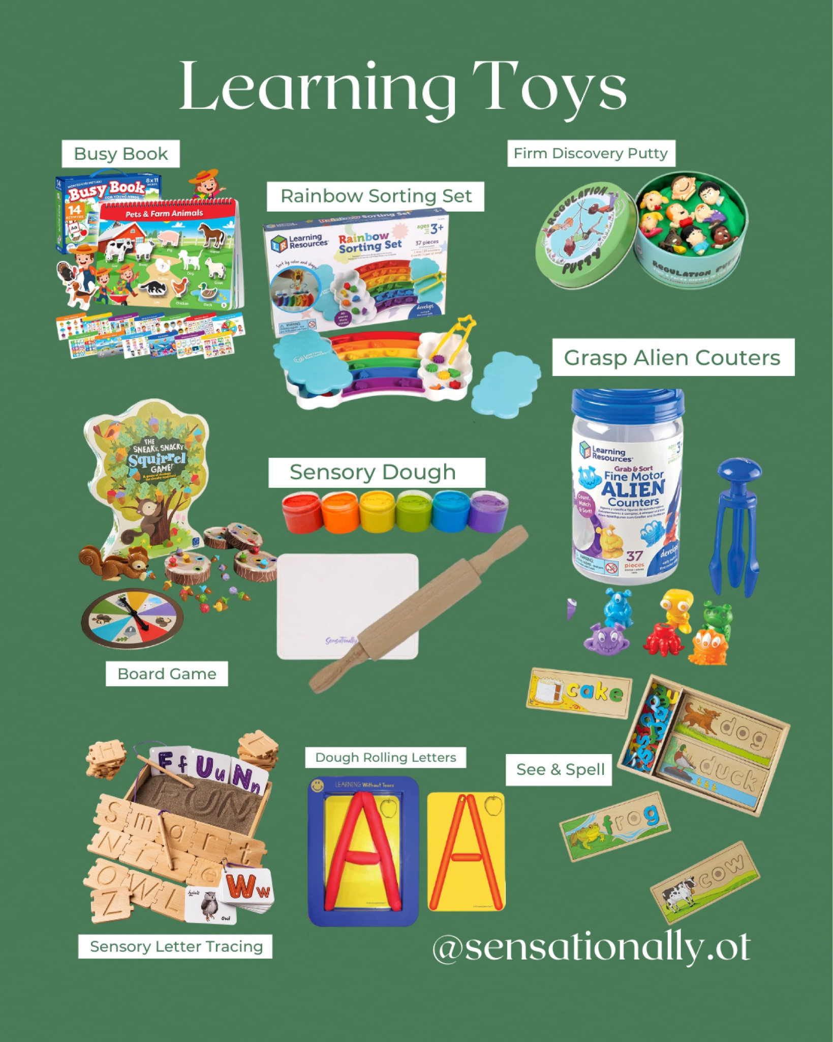 Summer can be both - learning and fun!

I know as a parent, learning and development of our kids is important.  That's why as a Occupational 
Therapist and mom, I made this list of cool and educational toys your kids will love.  They are all products I would use in the clinic, as well as with my own children!  From developing handwriting skills, such as grasp and hand strength, to practicing letters and numbers -- it's all here! 

Enjoy!



#LTKFind #LTKSeasonal #LTKfamily
