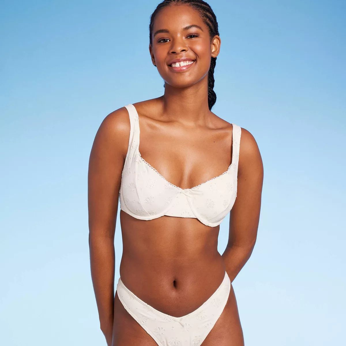 Women's Pointelle Underwire Bikini Top - Wild Fable™ Cream M | Target