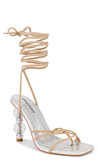 Bijouxx Heel in Nude Suede Silver | Revolve Clothing (Global)