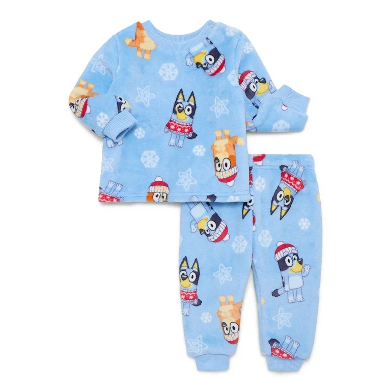 Christmas Bluey Unisex Baby Print Plush Top and Pants Set, 2-Piece, Sizes Newborn-24M | Walmart (US)