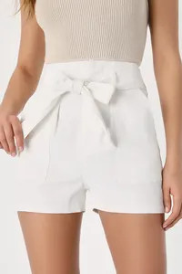 Perfect Weather Ivory Paper Bag Waist Shorts | Lulus (US)