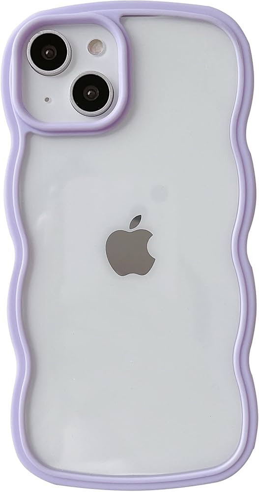Caseative Solid Color Curly Wave Frame Clear Soft Compatible with iPhone Case (Purple,iPhone 13 P... | Amazon (US)