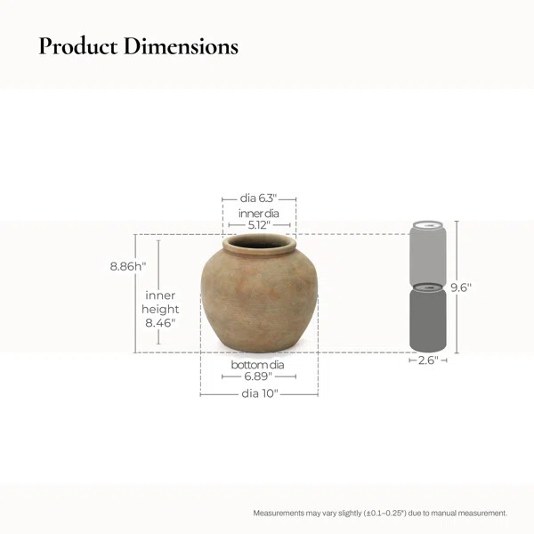 Terracotta 10" Round Vase with Natural Earth Tones | Wayfair North America