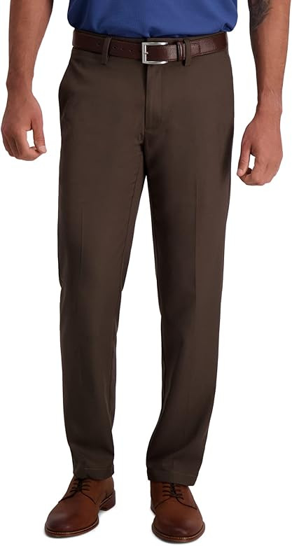 Haggar Men's Cool 18 Pro Straight Fit Flat Front Superflex Waistband Pant | Amazon (US)